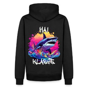 Graffiti Haiklasse Grundschule Klassentier Hai - Männer Premium Bio Hoodie - Schwarz - Hinten - Nico (187cm)