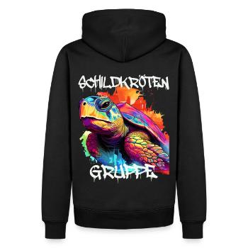 Schildkrötengruppe Kindergarten Gruppentier - Männer Premium Bio Hoodie - Schwarz - Hinten - Nico (187cm)