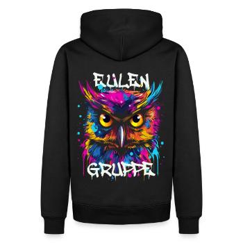 Graffiti Eulengruppe Kindergarten Gruppentier Eule - Männer Premium Bio Hoodie - Schwarz - Hinten - Nico (187cm)