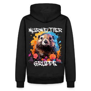 Graffiti Murmeltiergruppe Kindergarten Gruppentier - Männer Premium Bio Hoodie - Schwarz - Hinten - Nico (187cm)