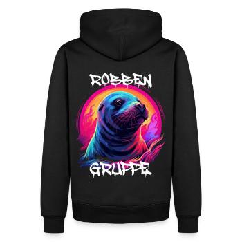 Graffiti Robbengruppe Kindergarten Gruppentier - Männer Premium Bio Hoodie - Schwarz - Hinten - Nico (187cm)