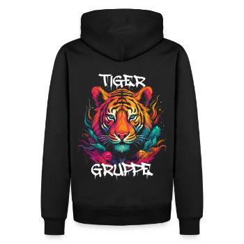 Graffiti Tigergruppe Kindergarten Gruppentier - Männer Premium Bio Hoodie - Schwarz - Hinten - Nico (187cm)