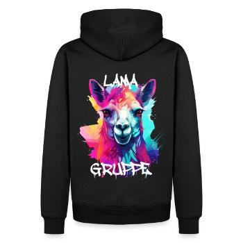 Graffiti Lamagruppe Kindergarten Gruppentier Lama - Männer Premium Bio Hoodie - Schwarz - Hinten - Nico (187cm)