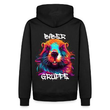 Graffiti Bibergruppe Kindergarten Gruppentier - Männer Premium Bio Hoodie - Schwarz - Hinten - Nico (187cm)