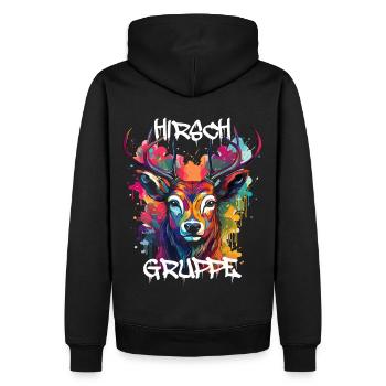 Graffiti Hirschgruppe Kindergarten Gruppentier - Männer Premium Bio Hoodie - Schwarz - Hinten - Nico (187cm)