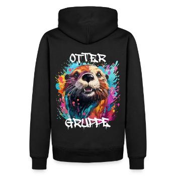 Graffiti Ottergruppe Kindergarten Gruppentier - Männer Premium Bio Hoodie - Schwarz - Hinten - Nico (187cm)
