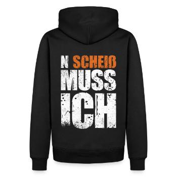 N Scheiß Muss Ich | Humor Lustig Sarkasmus - Männer Premium Bio Hoodie - Schwarz - Hinten - Nico (187cm)
