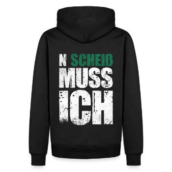 N Scheiß Muss Ich | Humor Lustig Sarkasmus - Männer Premium Bio Hoodie - Schwarz - Hinten - Nico (187cm)