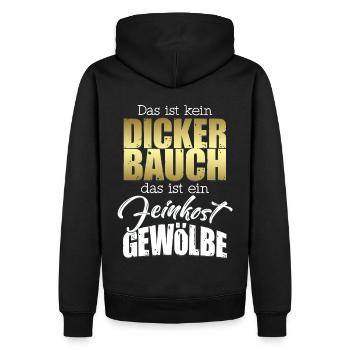 Kein dicker Bauch Feinkost Humor Lustig Gold - Männer Premium Bio Hoodie - Schwarz - Hinten - Nico (187cm)