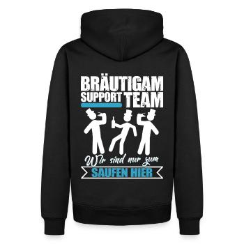 Junggeselle Bräutigam Support Team Lustiger Spruch - Männer Premium Bio Hoodie - Schwarz - Hinten - Nico (187cm)