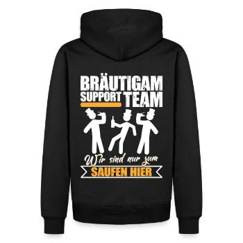 Junggeselle Bräutigam Support Team Lustiger Spruch - Männer Premium Bio Hoodie - Schwarz - Hinten - Nico (187cm)
