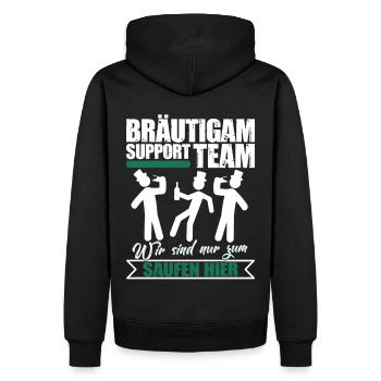 Junggeselle Bräutigam Support Team Lustiger Spruch - Männer Premium Bio Hoodie - Schwarz - Hinten - Nico (187cm)
