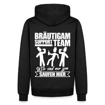 Junggeselle Bräutigam Support Team Lustiger Spruch - Männer Premium Bio Hoodie - Schwarz - Hinten - Nico (187cm)
