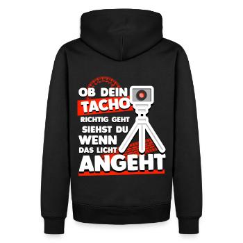 Ob Dein Tacho Richtig Geht - Blitzer Fun Humor - Männer Premium Bio Hoodie - Schwarz - Hinten - Nico (187cm)