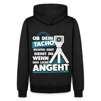 Ob Dein Tacho Richtig Geht - Blitzer Fun Humor - Männer Premium Bio Hoodie - Schwarz - Hinten - Nico (187cm)