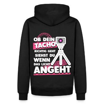 Ob Dein Tacho Richtig Geht - Blitzer Fun Humor - Männer Premium Bio Hoodie - Schwarz - Hinten - Nico (187cm)