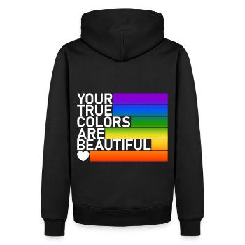 Votre vraie couleur est belle | Mois de la fierté - Sweat à capuche Premium bio Homme - noir - Dos - Nico (187cm)