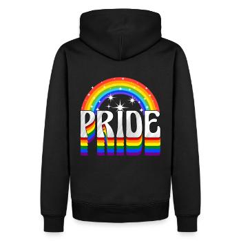 Mois de la fierté | Arc-en-ciel Amour Liberté - Sweat à capuche Premium bio Homme - noir - Dos - Nico (187cm)