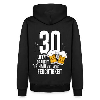 30 Geburtstag Haut Feuchtigkeit Männer Bier Humor - Männer Premium Bio Hoodie - Schwarz - Hinten - Nico (187cm)