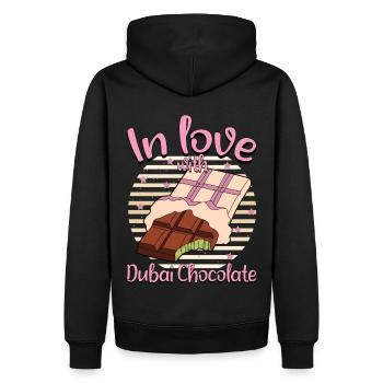 In Love with Dubai Chocolate | Liebe Stern Pistazi - Männer Premium Bio Hoodie - Schwarz - Hinten - Nico (187cm)
