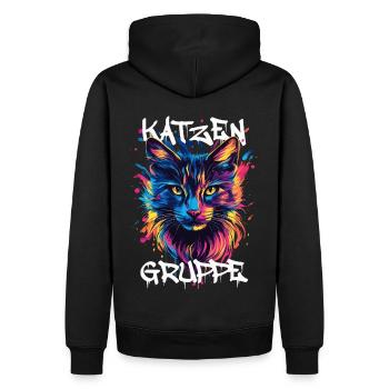 Graffiti Katzengruppe Kindergarten Gruppentier - Männer Premium Bio Hoodie - Schwarz - Hinten - Nico (187cm)