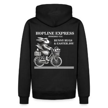 Ostern Retro Hase Fahrrad Freude Bunny Hugs - Männer Premium Bio Hoodie - Schwarz - Hinten - Nico (187cm)