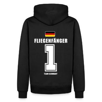 Deutschland Fussball Torwart Fliegenfänger Fußball - Männer Premium Bio Hoodie - Schwarz - Hinten - Nico (187cm)