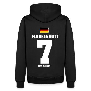 Deutschland Fussball Flankengott Fußball - Männer Premium Bio Hoodie - Schwarz - Hinten - Nico (187cm)