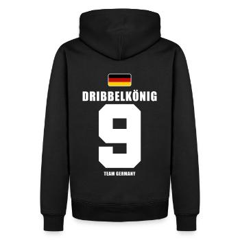 Deutschland Fussball Dribbelkönig Nr.9 Fußball - Männer Premium Bio Hoodie - Schwarz - Hinten - Nico (187cm)
