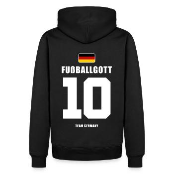 Deutschland Fussball Gott Nr.10 Fußball - Männer Premium Bio Hoodie - Schwarz - Hinten - Nico (187cm)