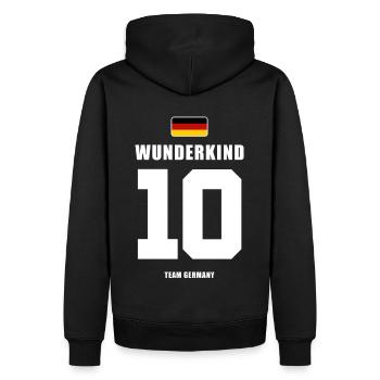 Deutschland Fussball Wunderkind Nr.10 Fußball - Männer Premium Bio Hoodie - Schwarz - Hinten - Nico (187cm)