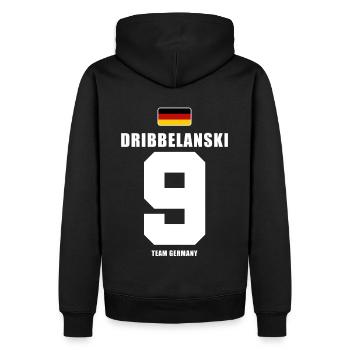 Deutschland Fussball Dribbelanski Fußball - Männer Premium Bio Hoodie - Schwarz - Hinten - Nico (187cm)