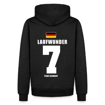 Deutschland Fussball Laufwunder Fußball - Männer Premium Bio Hoodie - Schwarz - Hinten - Nico (187cm)