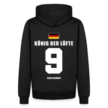 Deutschland Fussball Stürmer Fußball - Männer Premium Bio Hoodie - Schwarz - Hinten - Nico (187cm)