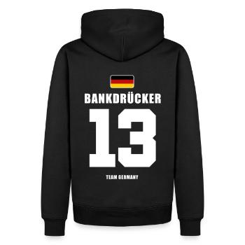 Deutschland Fussball Stürmer Fußball - Männer Premium Bio Hoodie - Schwarz - Hinten - Nico (187cm)