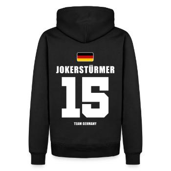 Deutschland Fussball Stürmer Fußball - Männer Premium Bio Hoodie - Schwarz - Hinten - Nico (187cm)