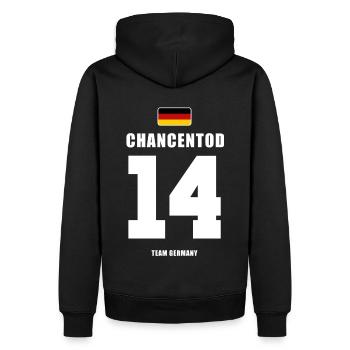 Deutschland Fussball Stürmer Fußball - Männer Premium Bio Hoodie - Schwarz - Hinten - Nico (187cm)