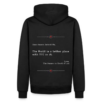 Dear Person Behind Me The World Is a Better Place - Men’s Premium Organic Hoodie - black - Back - Nico (187cm)