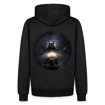 Hell Cat - Männer Premium Bio Hoodie - Schwarz - Hinten - Nico (187cm)