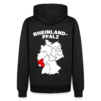 Bundesland Rheinland-Pfalz - Männer Premium Bio Hoodie - Schwarz - Hinten - Nico (187cm)