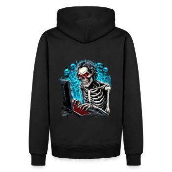 Squelette, joueur en enfer avec des fantômes/démons - Sweat à capuche Premium bio Homme - noir - Dos - Nico (187cm)