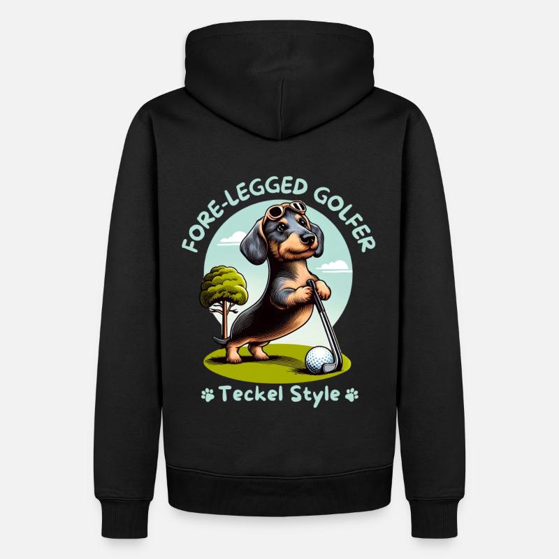 Dackelliebhaber Geschenkidee. Dackel Golfer - Männer Premium Bio Hoodie - Schwarz