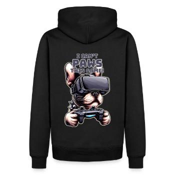 Hunde, Französische Bulldogge Videospiel VR-Brille - Männer Premium Bio Hoodie - Schwarz - Hinten - Nico (187cm)