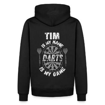 T-shirt de fléchettes personnalisé pour Tim - Sweat à capuche Premium bio Homme - noir - Dos - Nico (187cm)