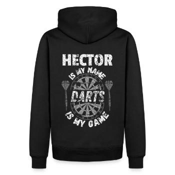 T-shirt de fléchettes personnalisé pour Hector - Sweat à capuche Premium bio Homme - noir - Dos - Nico (187cm)