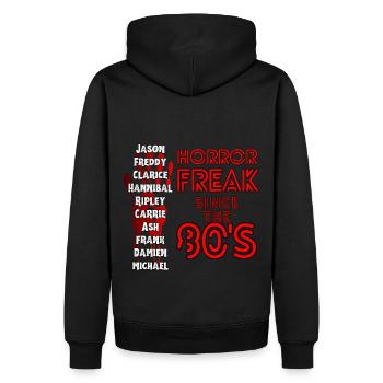 Retro Horror Freak Seit den 80er Jahren sind Horrorfans - Männer Premium Bio Hoodie - Schwarz - Hinten - Nico (187cm)