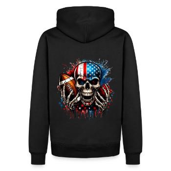 Conception de football crâne avec drapeau américain - Sweat à capuche Premium bio Homme - noir - Dos - Nico (187cm)