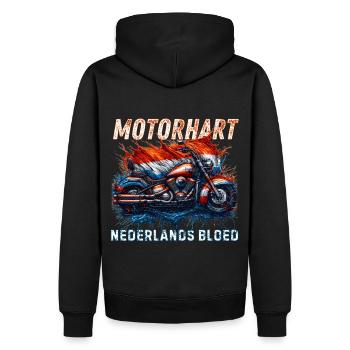 t-shirts moto résistants drapeau hollandais tricolore - Sweat à capuche Premium bio Homme - noir - Dos - Nico (187cm)