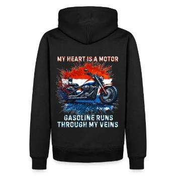 Dutch colors motorcycle fans merchandise - - Men’s Premium Organic Hoodie - black - Back - Nico (187cm)