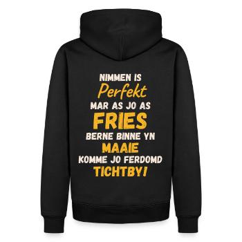 Mei Geboren Friesen - Humour unique Texte frison - Sweat à capuche Premium bio Homme - noir - Dos - Nico (187cm)